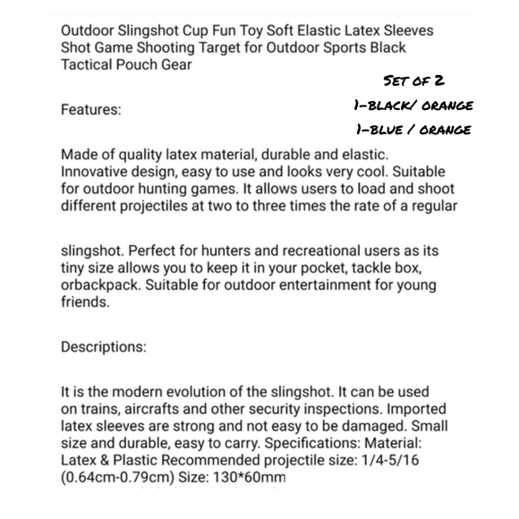 Set of 2 outdoor toy sport slingshots latex w durable hand hold cup powerful new - Picture 7 of 10